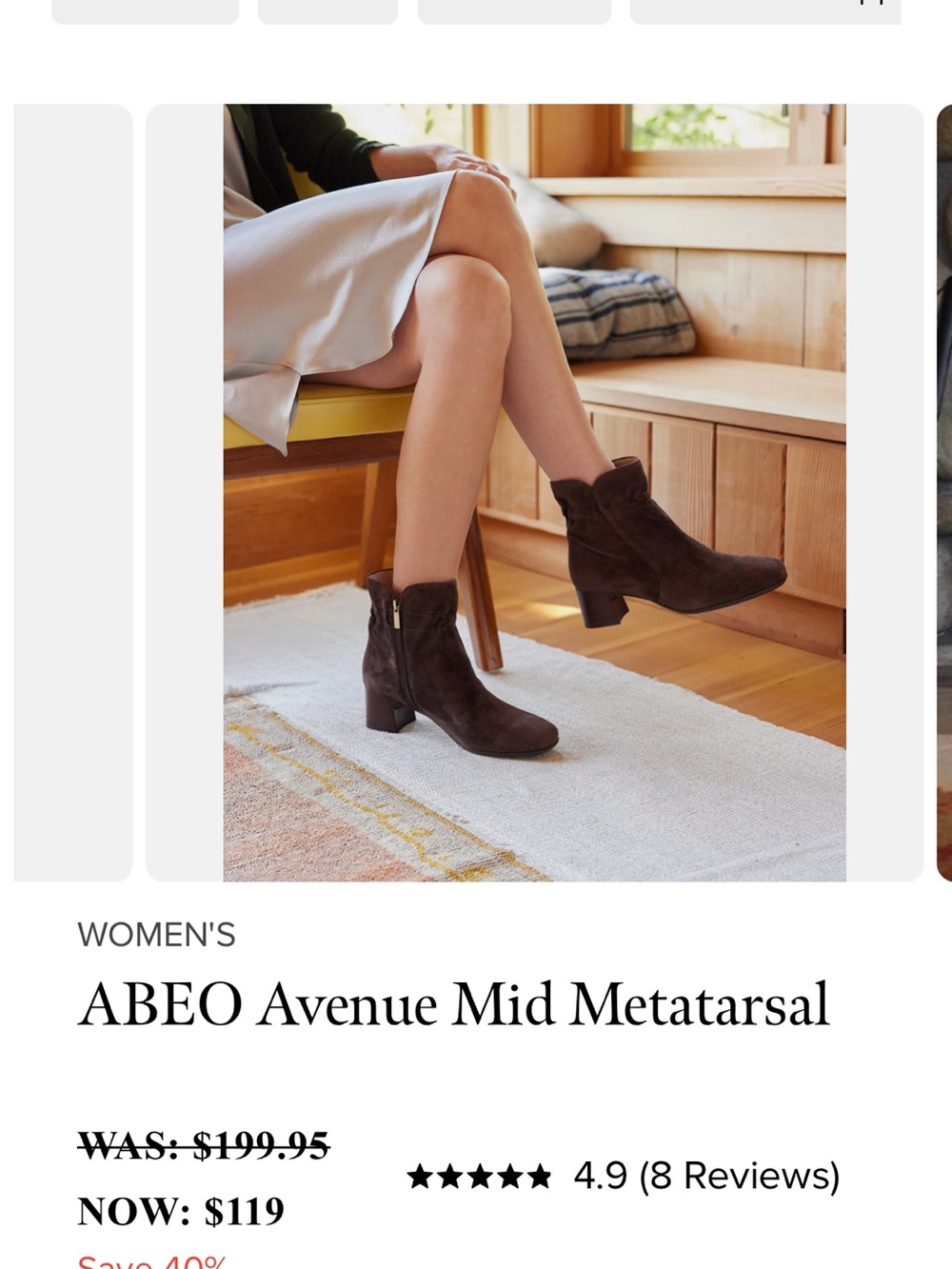 Abeo Dark Brown Suede Ankle Booties with Side Zip - Picture 6 of 6